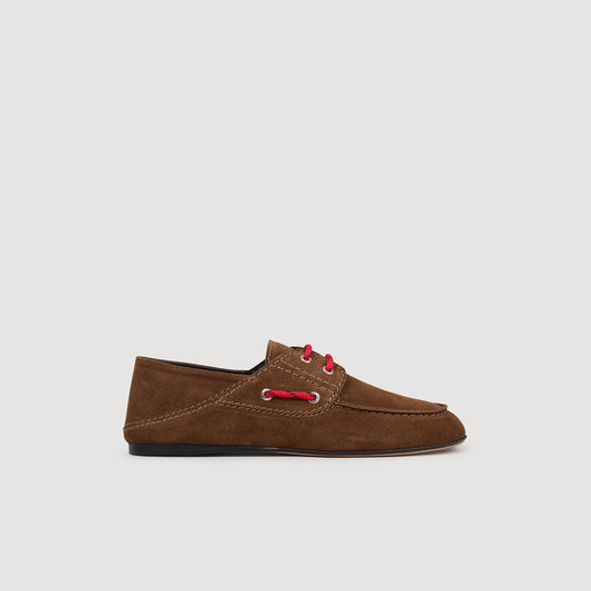 Sene Suede Lace-Up Boat Shoes Brown