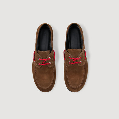 Sene Suede Lace-Up Boat Shoes Brown
