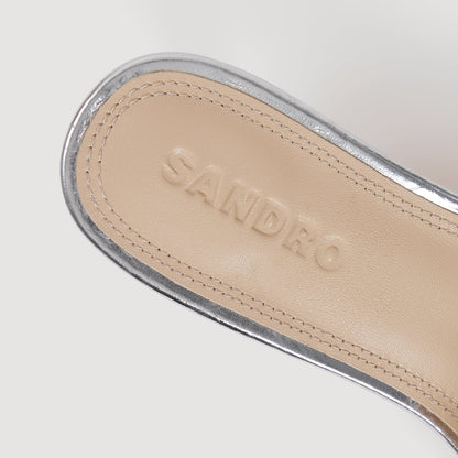 Metallic Leather Mules Silver