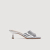 Metallic Leather Mules Silver
