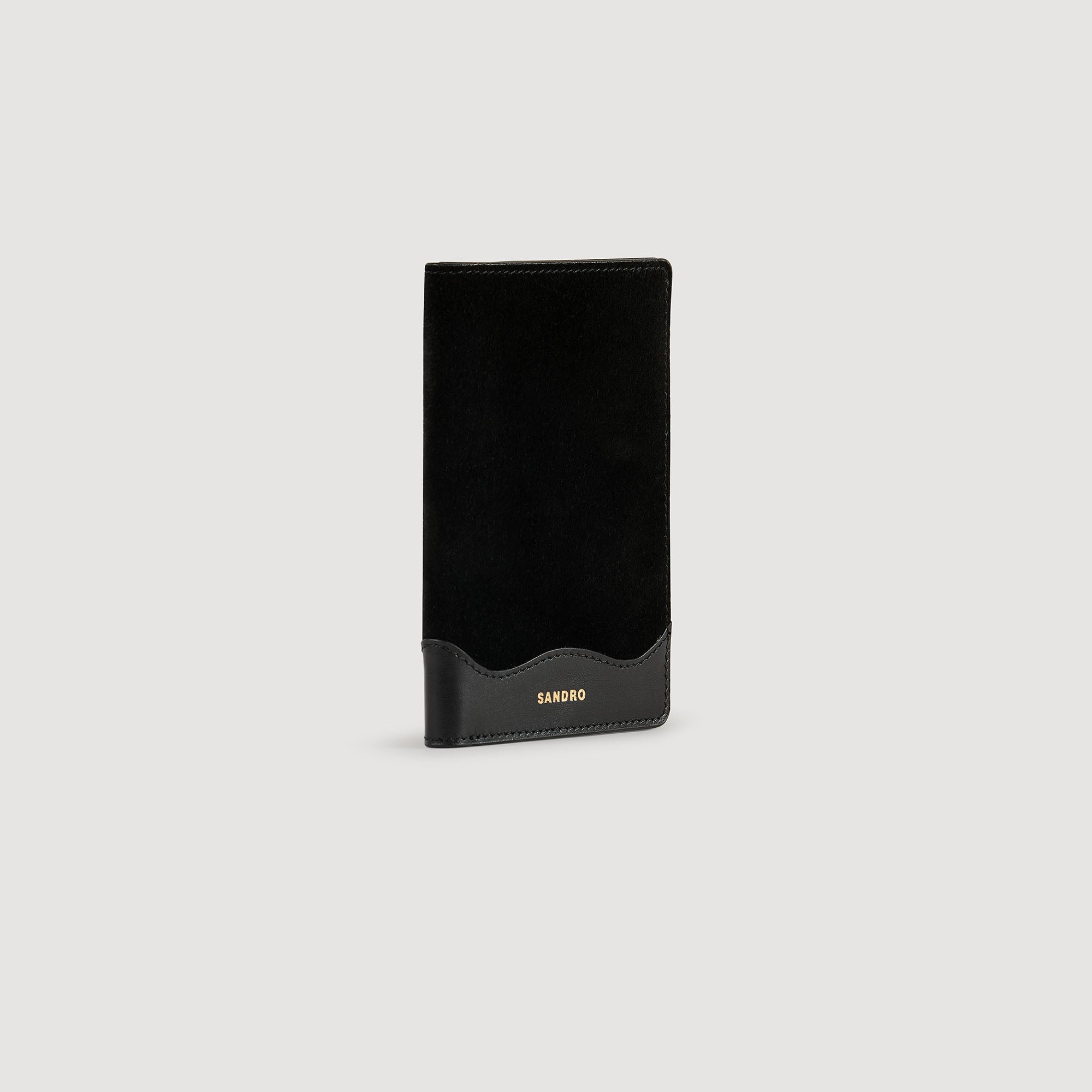 Jet-Lag Leather And Suede Passport Case Black