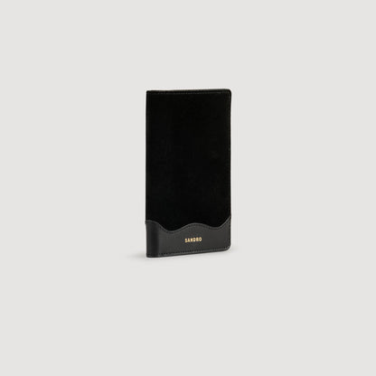Jet-Lag Leather And Suede Passport Case Black