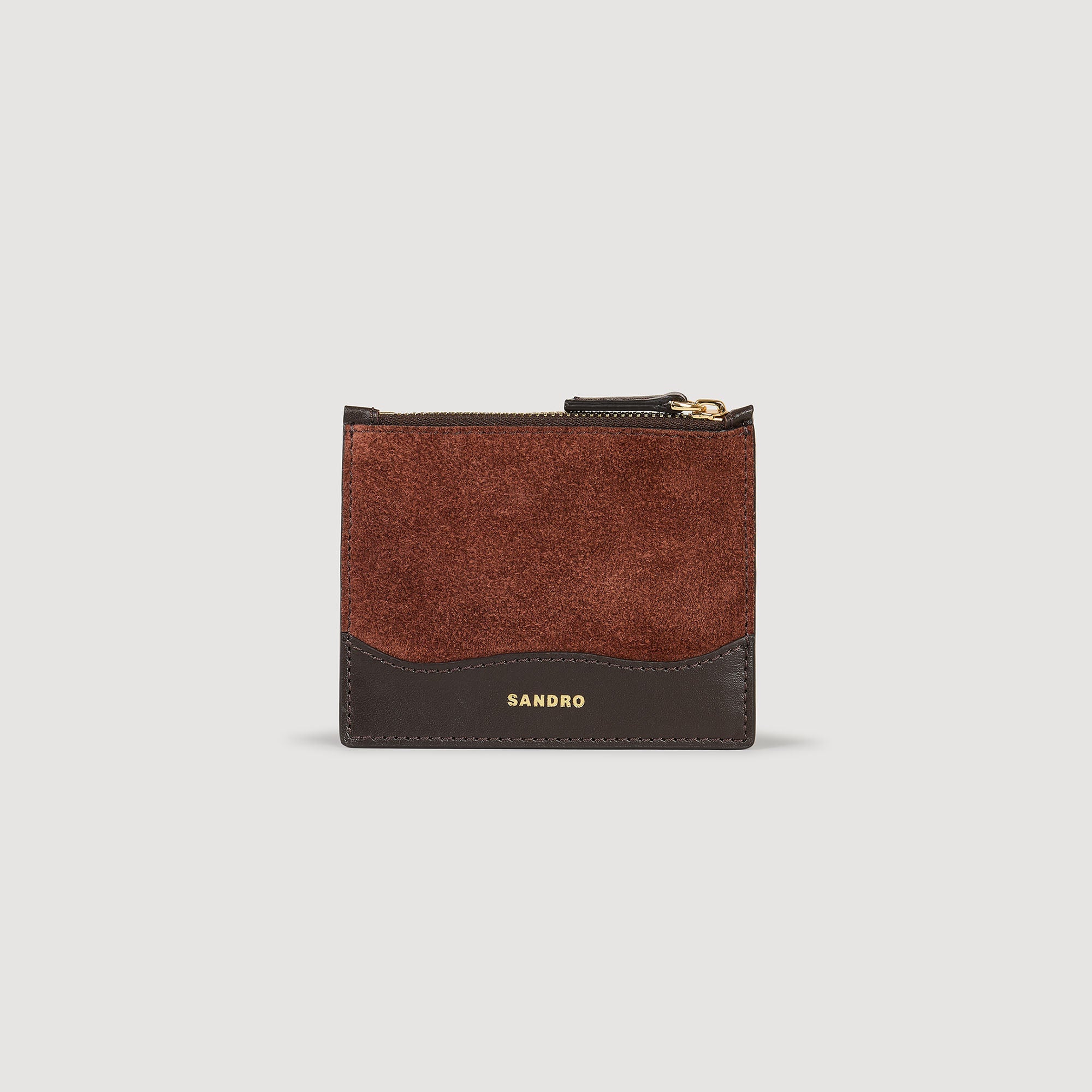 Oseiy Leather And Suede Cardholder Mahogany