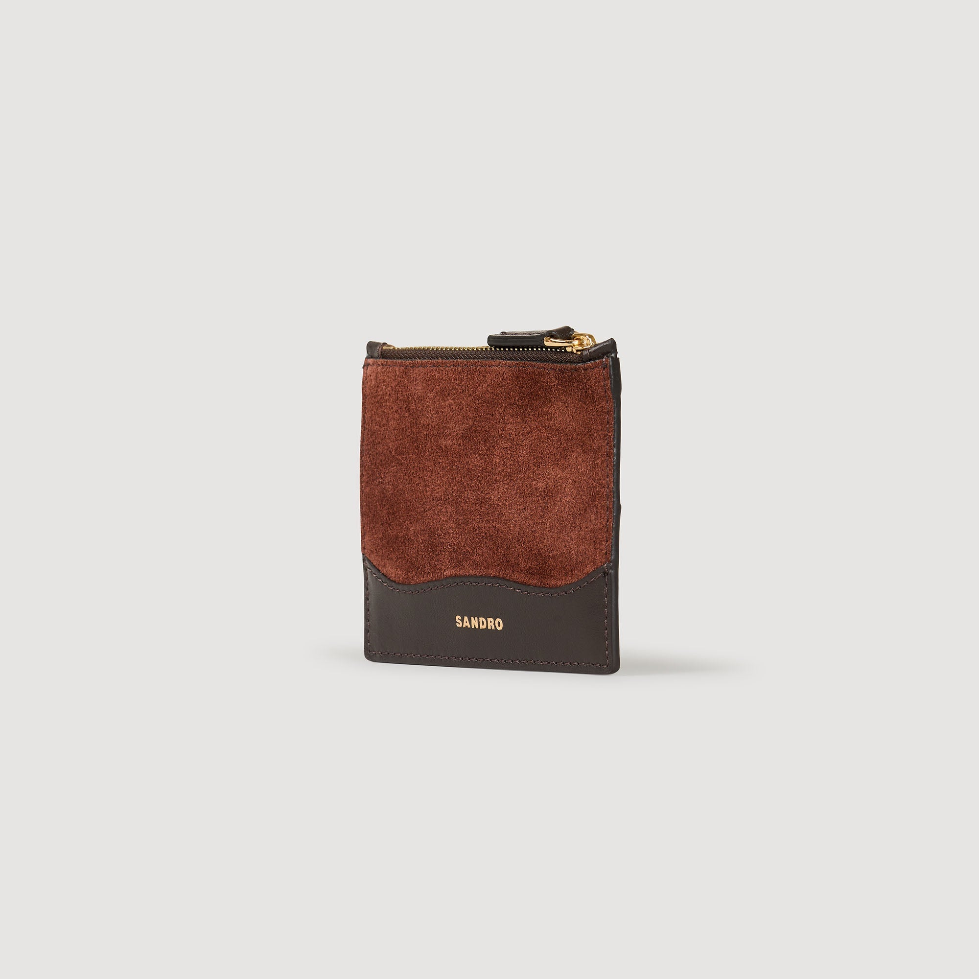 Oseiy Leather And Suede Cardholder Mahogany