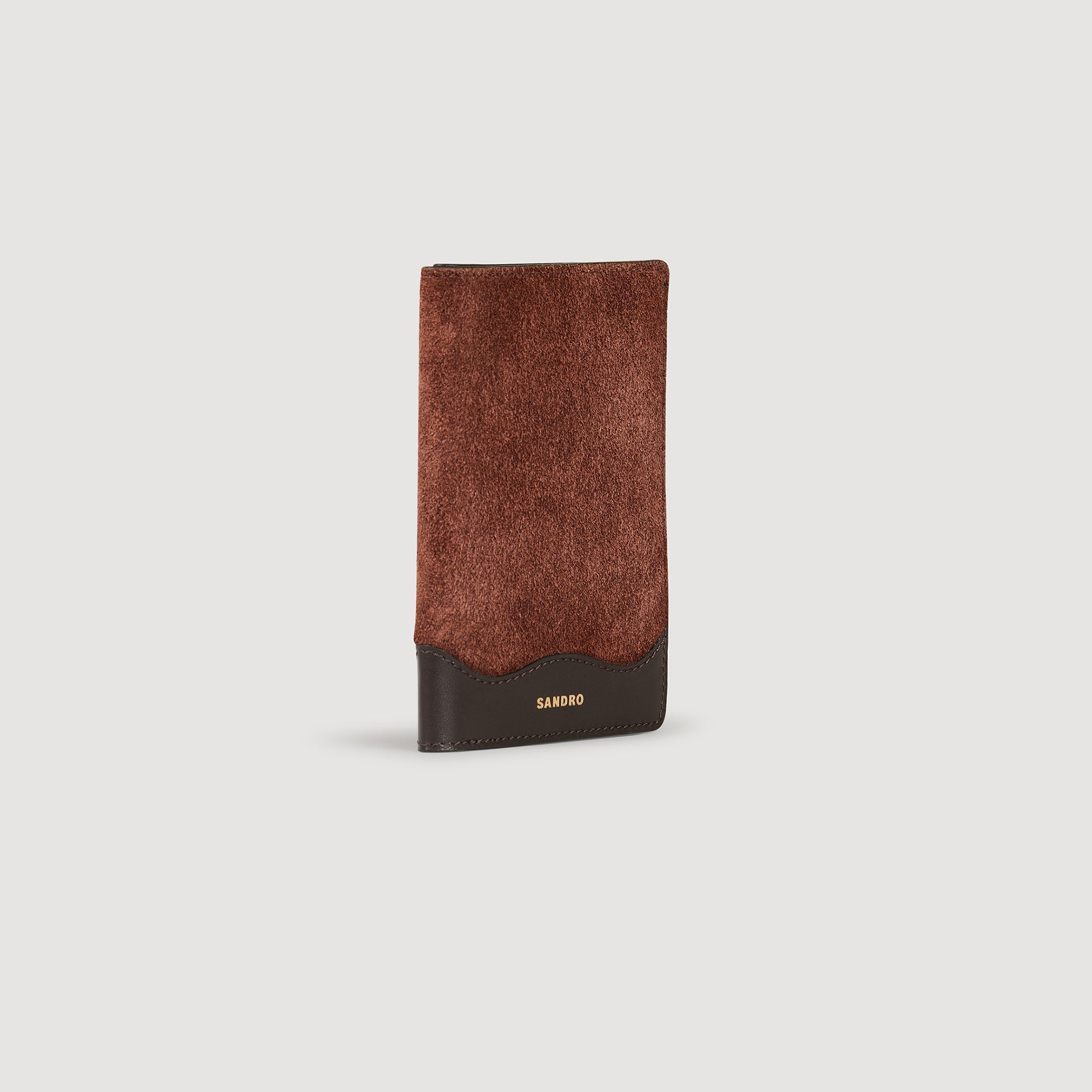 Jet-Lag Leather And Suede Passport Case Mahogany