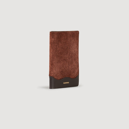 Jet-Lag Leather And Suede Passport Case Mahogany