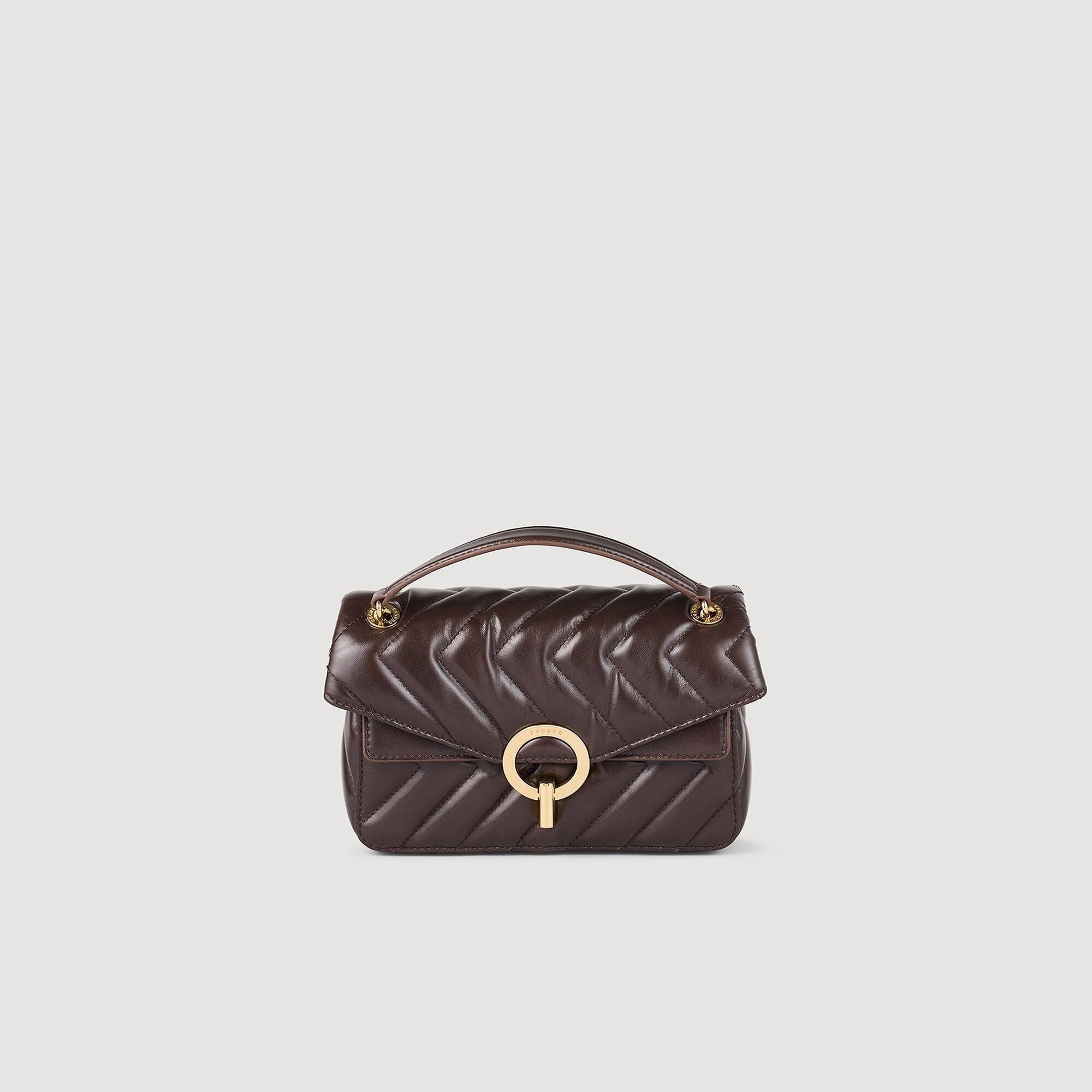 Yza Small Plain Leather Bag Brown