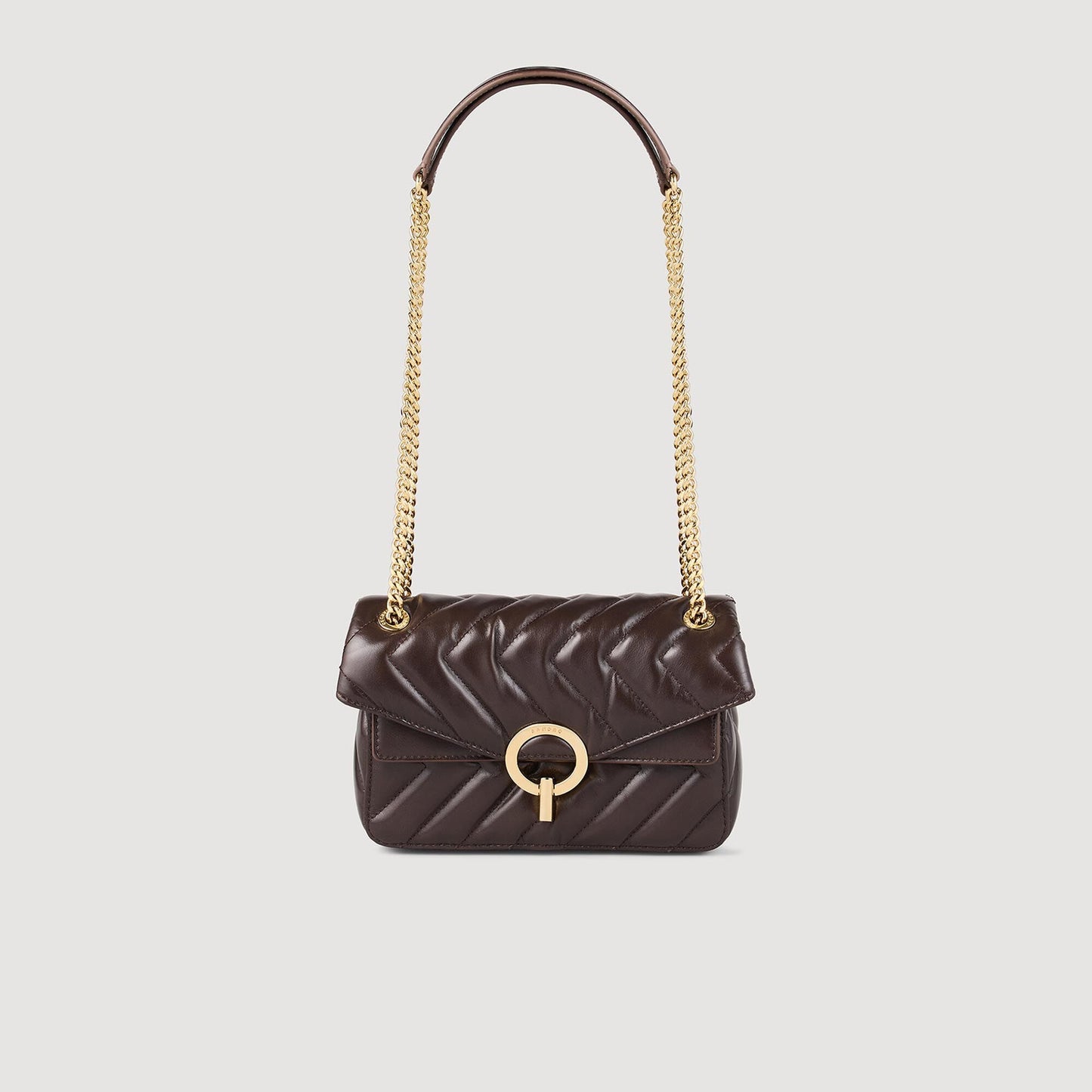 Yza Small Plain Leather Bag Brown