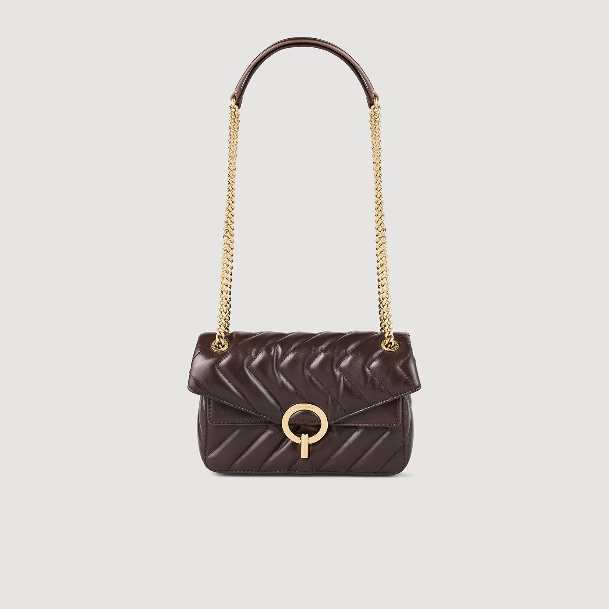 Yza Small Plain Leather Bag Brown