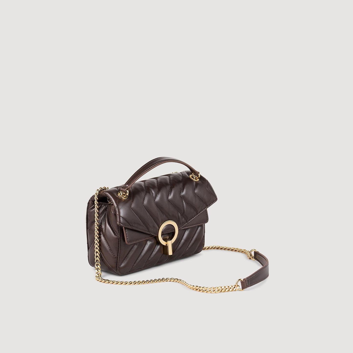 Yza Small Plain Leather Bag Brown