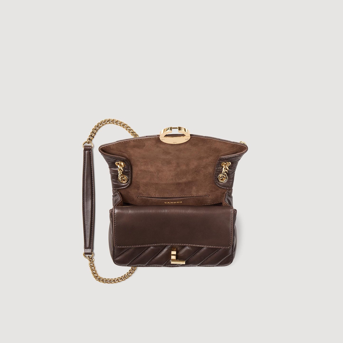Yza Small Plain Leather Bag Brown