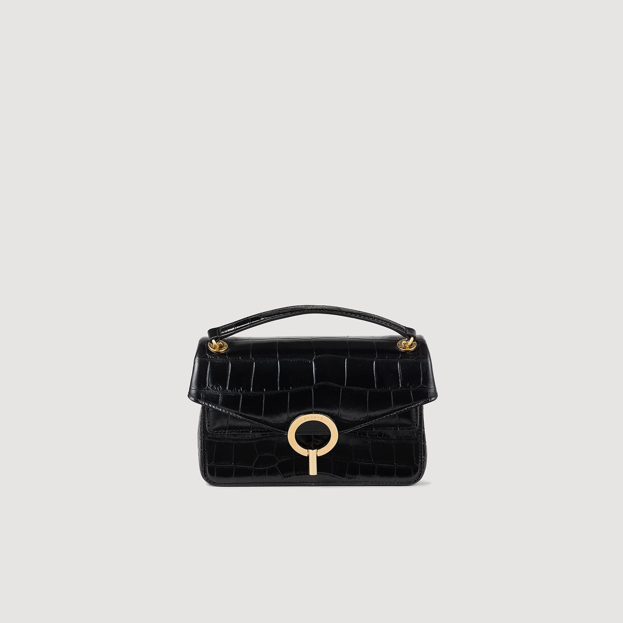 Mock Croc Leather Yza Bag Black