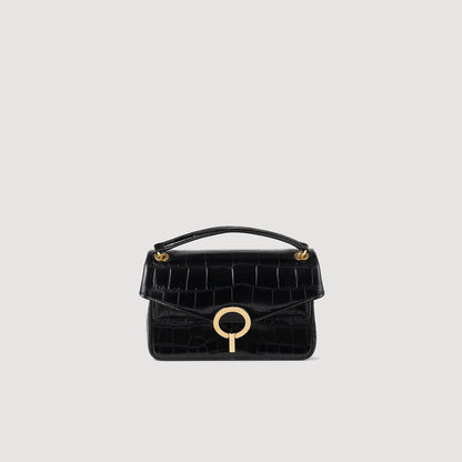 Mock Croc Leather Yza Bag Black