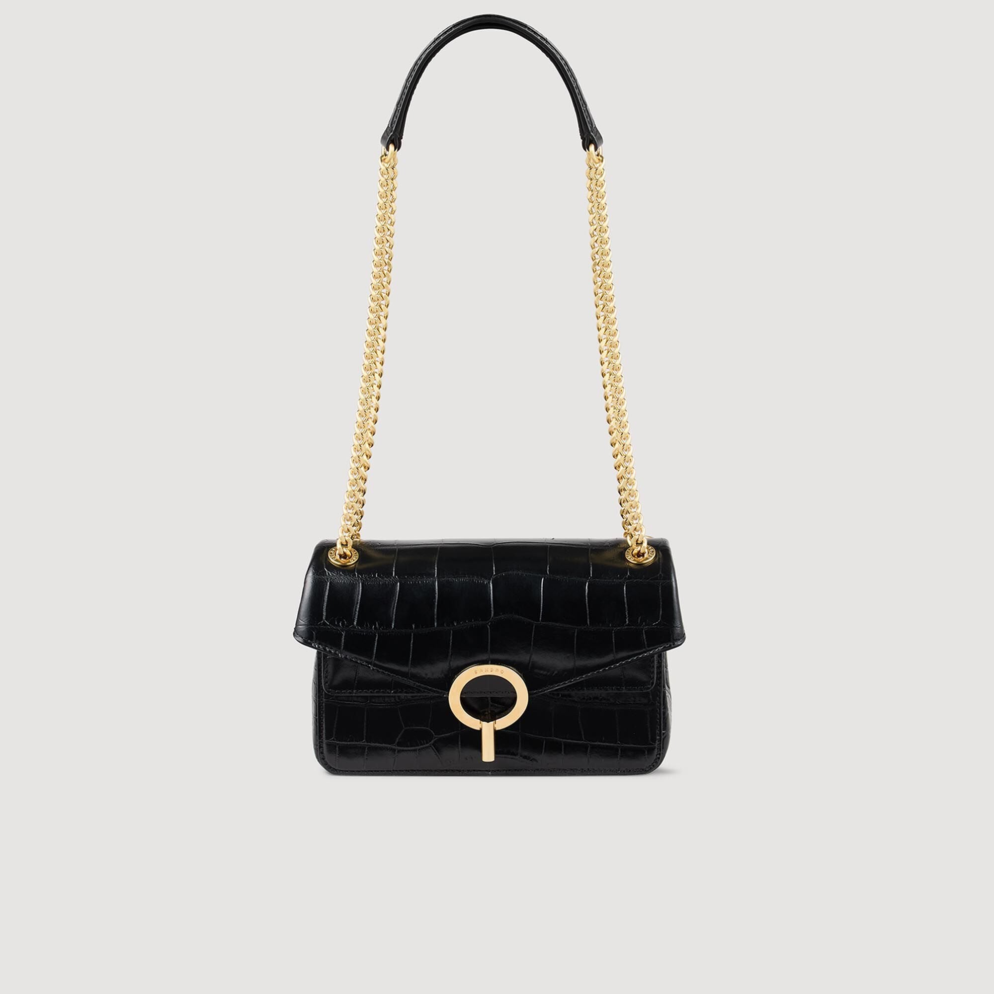 Mock Croc Leather Yza Bag Black