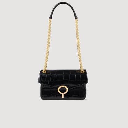 Mock Croc Leather Yza Bag Black