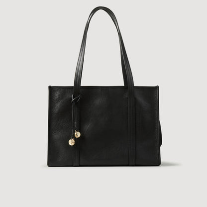 Soft Leather Shopping Bag Black