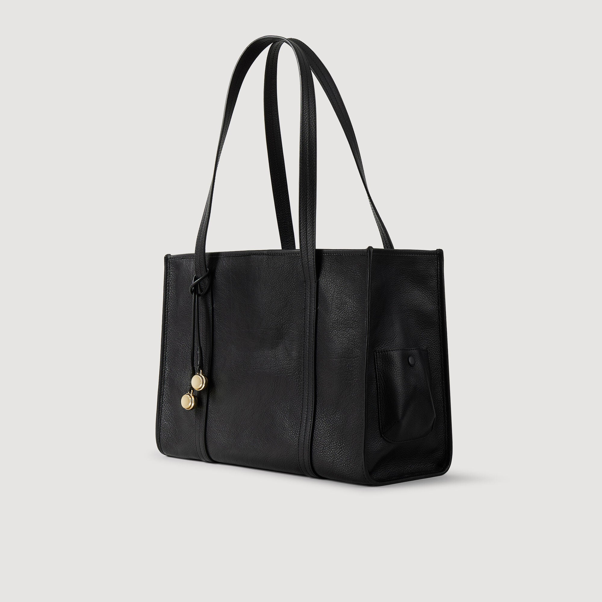 Soft Leather Shopping Bag Black