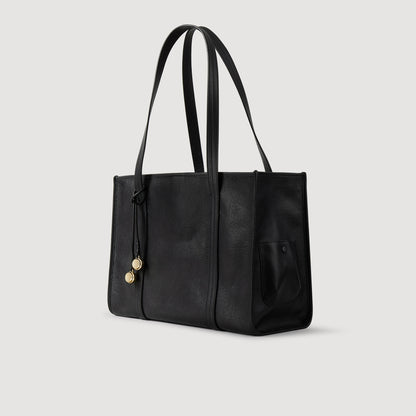 Soft Leather Shopping Bag Black