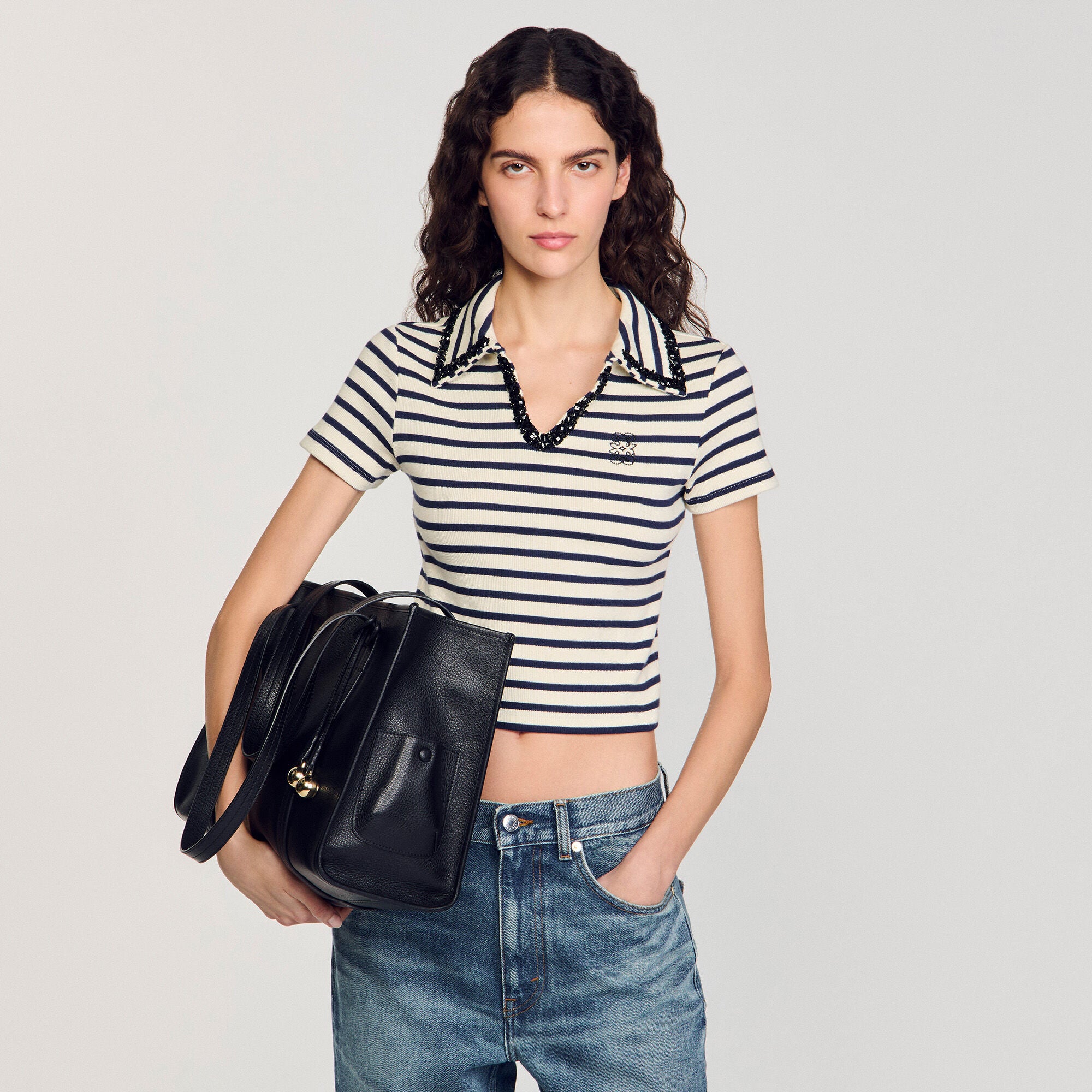 Soft Leather Shopping Bag Black