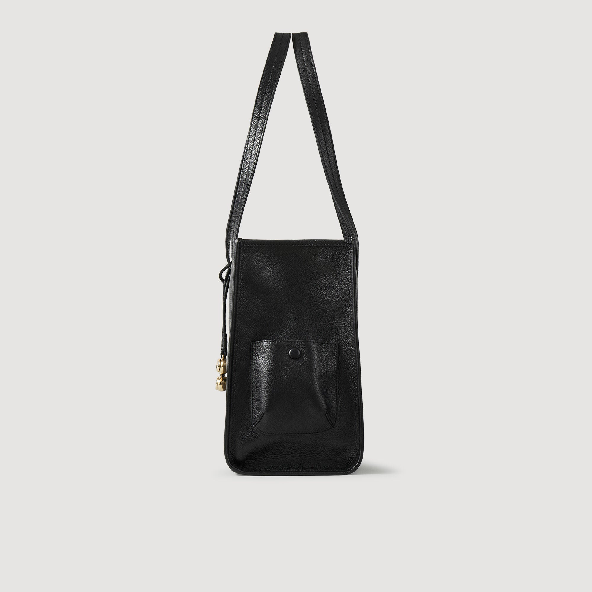 Soft Leather Shopping Bag Black