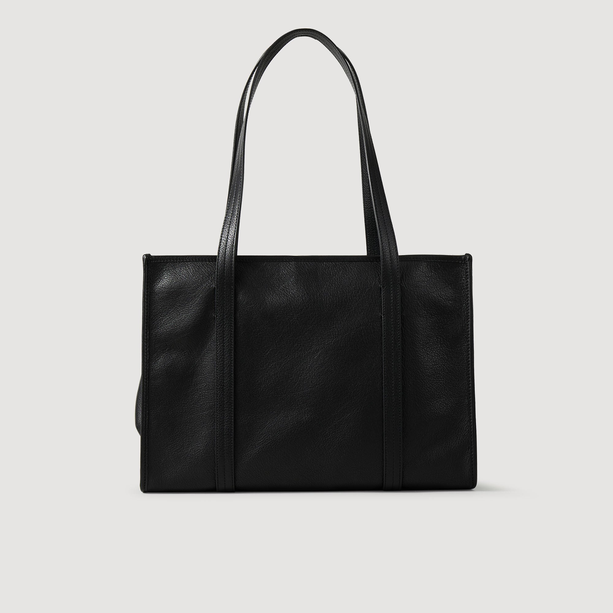 Soft Leather Shopping Bag Black