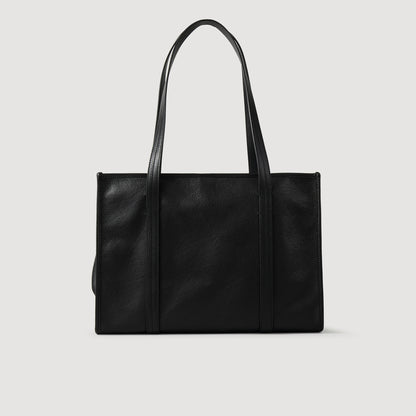 Soft Leather Shopping Bag Black