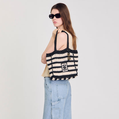 Newbaleares Two-Tone Crochet Bag Ecru / Black