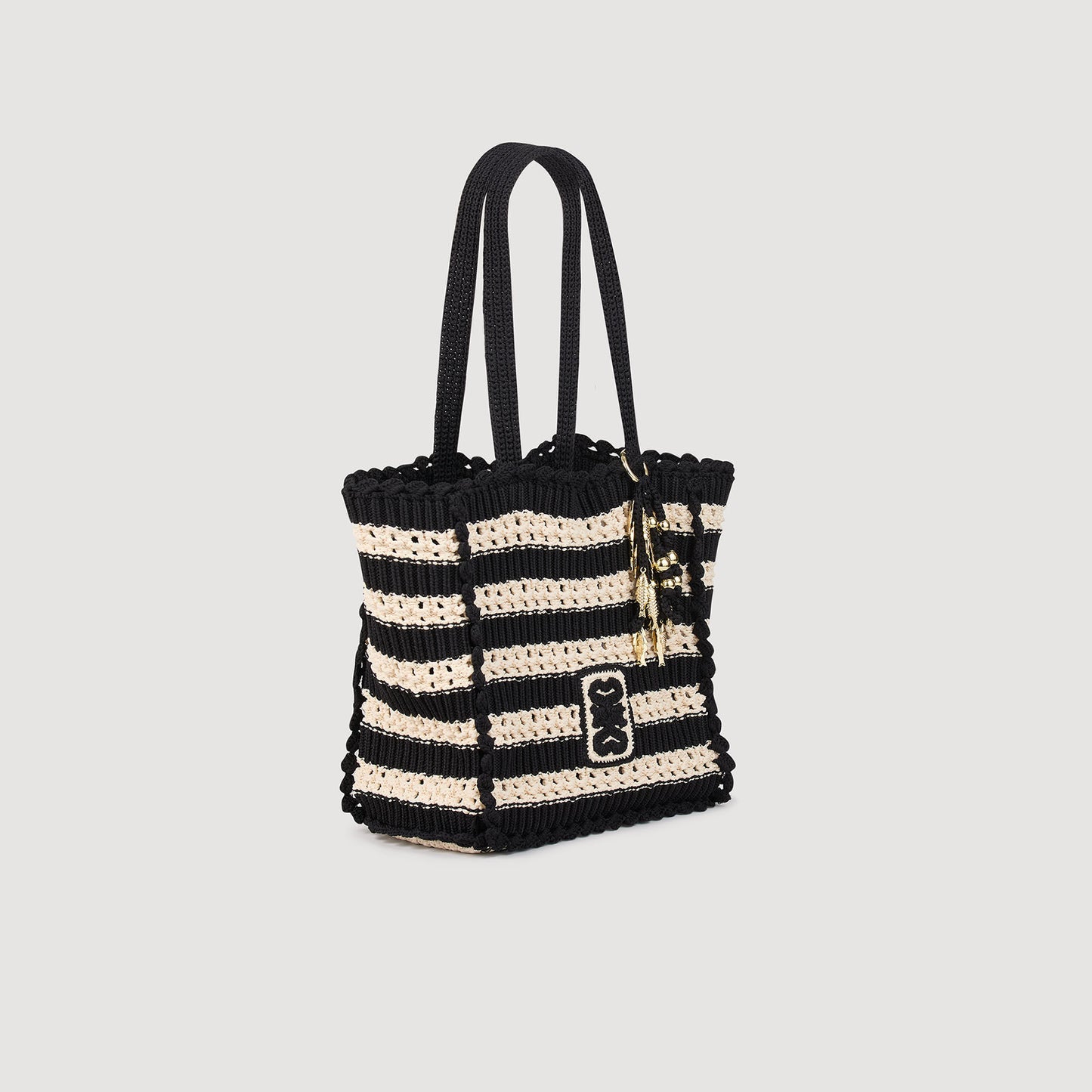 Newbaleares Two-Tone Crochet Bag Ecru / Black