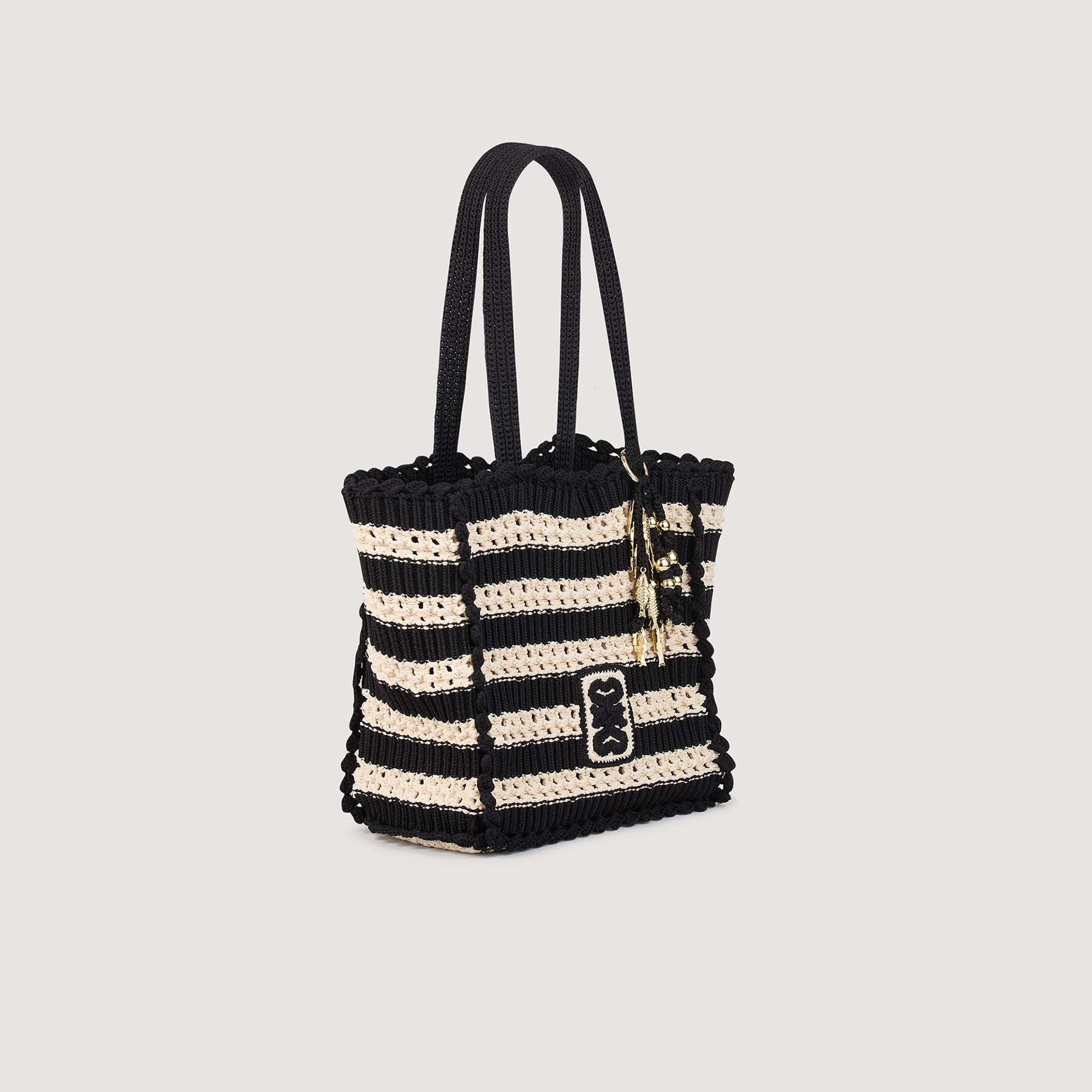 Newbaleares Two-Tone Crochet Bag Ecru / Black