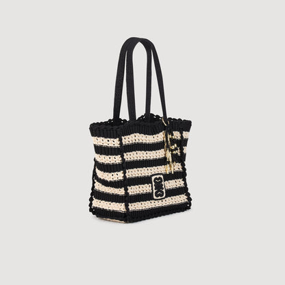 Newbaleares Two-Tone Crochet Bag Ecru / Black