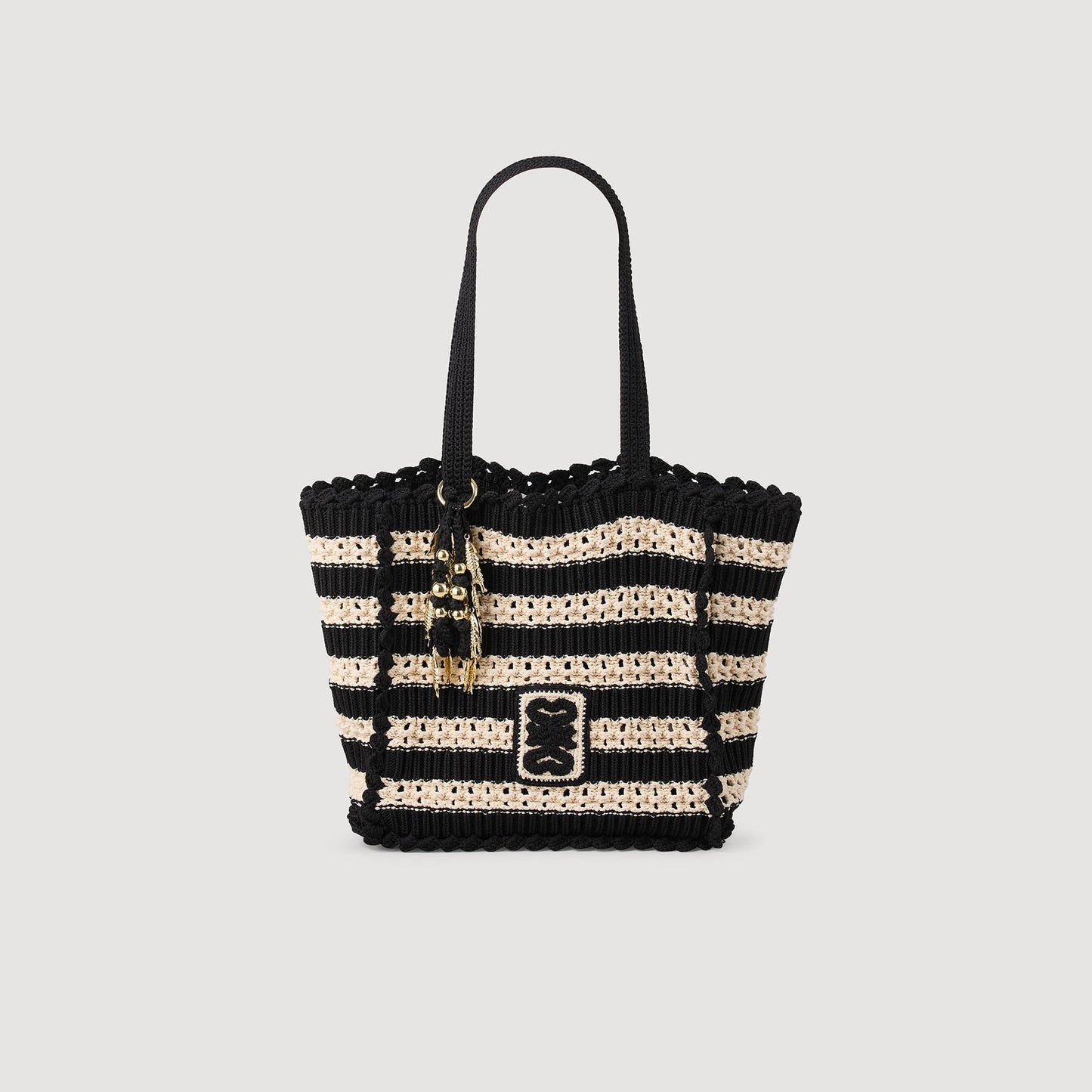 Newbaleares Two-Tone Crochet Bag Ecru / Black