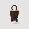 Pepite Small Beaded Fringed Crochet Bag Brown