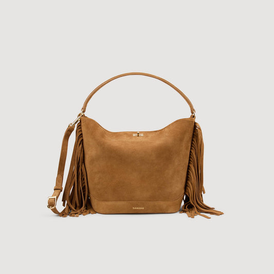 Tangoso Fringed Suede Bucket Bag Tangoso Camel