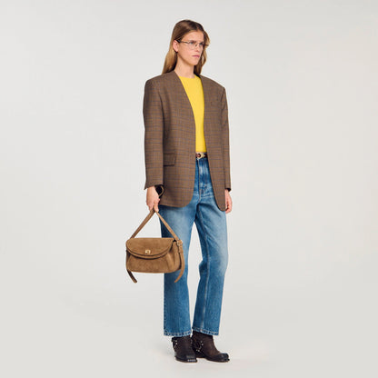 Le Mambo Leather And Suede Bag Beige