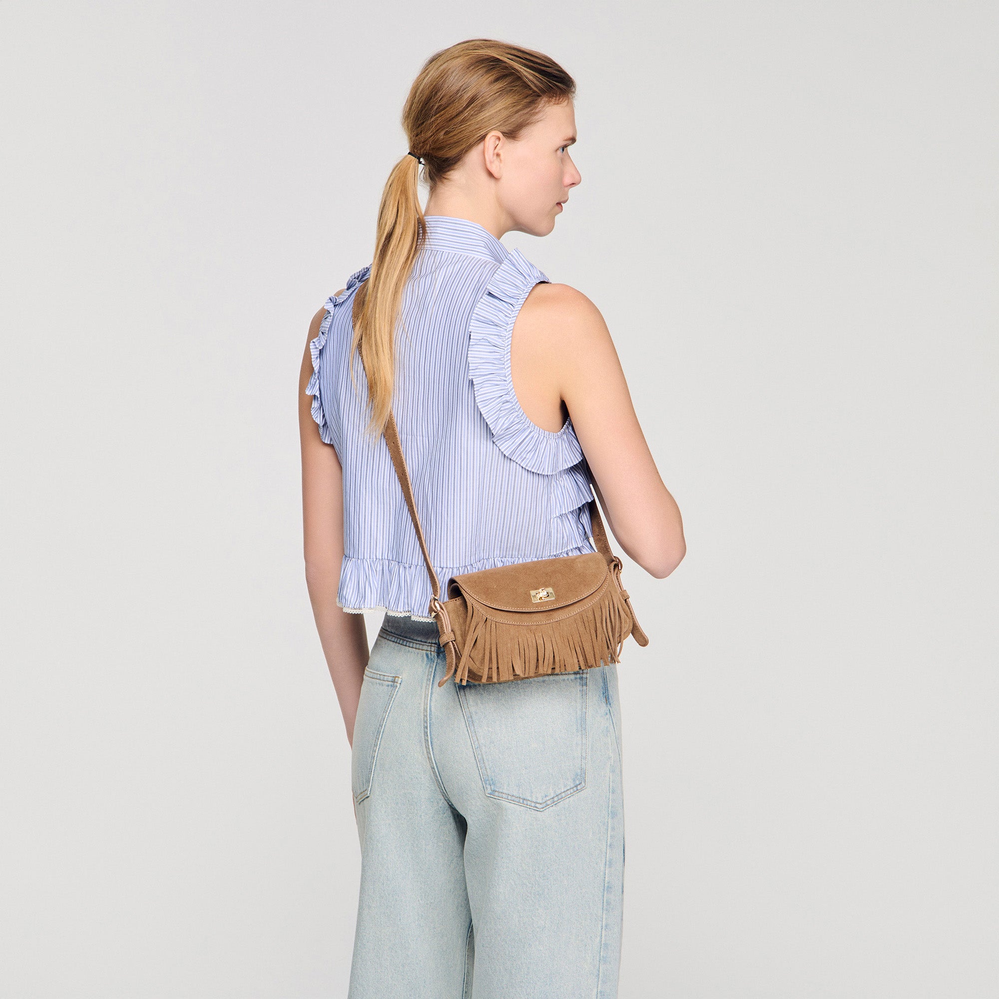 Le Mini Mambo Mini Mambo Suede Bag Taupe