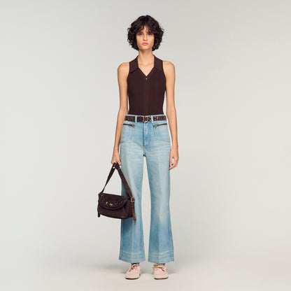 Le Mambo Janys Studded Suede Bag Black Brown