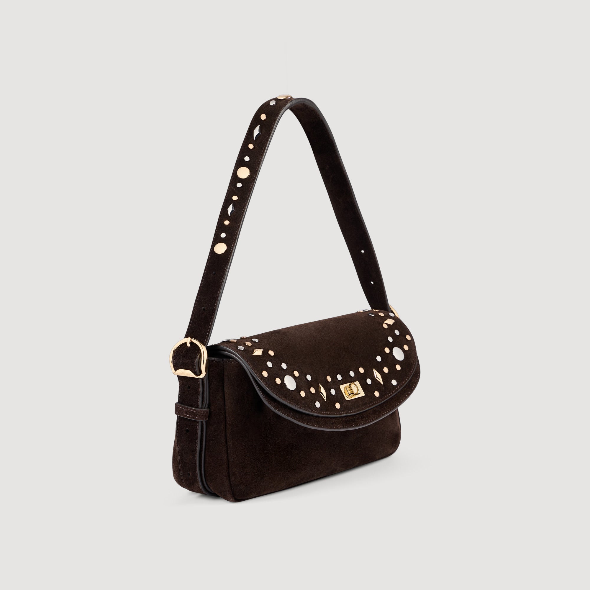 Le Mambo Janys Studded Suede Bag Black Brown