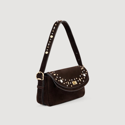 Le Mambo Janys Studded Suede Bag Black Brown
