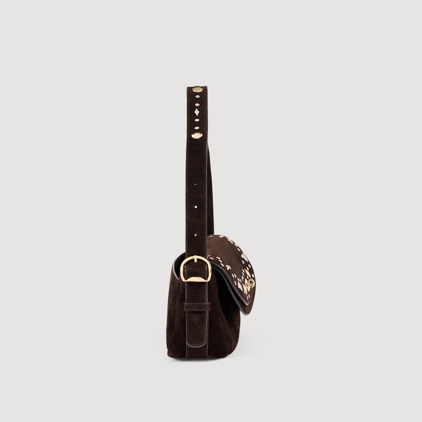 Le Mambo Janys Studded Suede Bag Black Brown