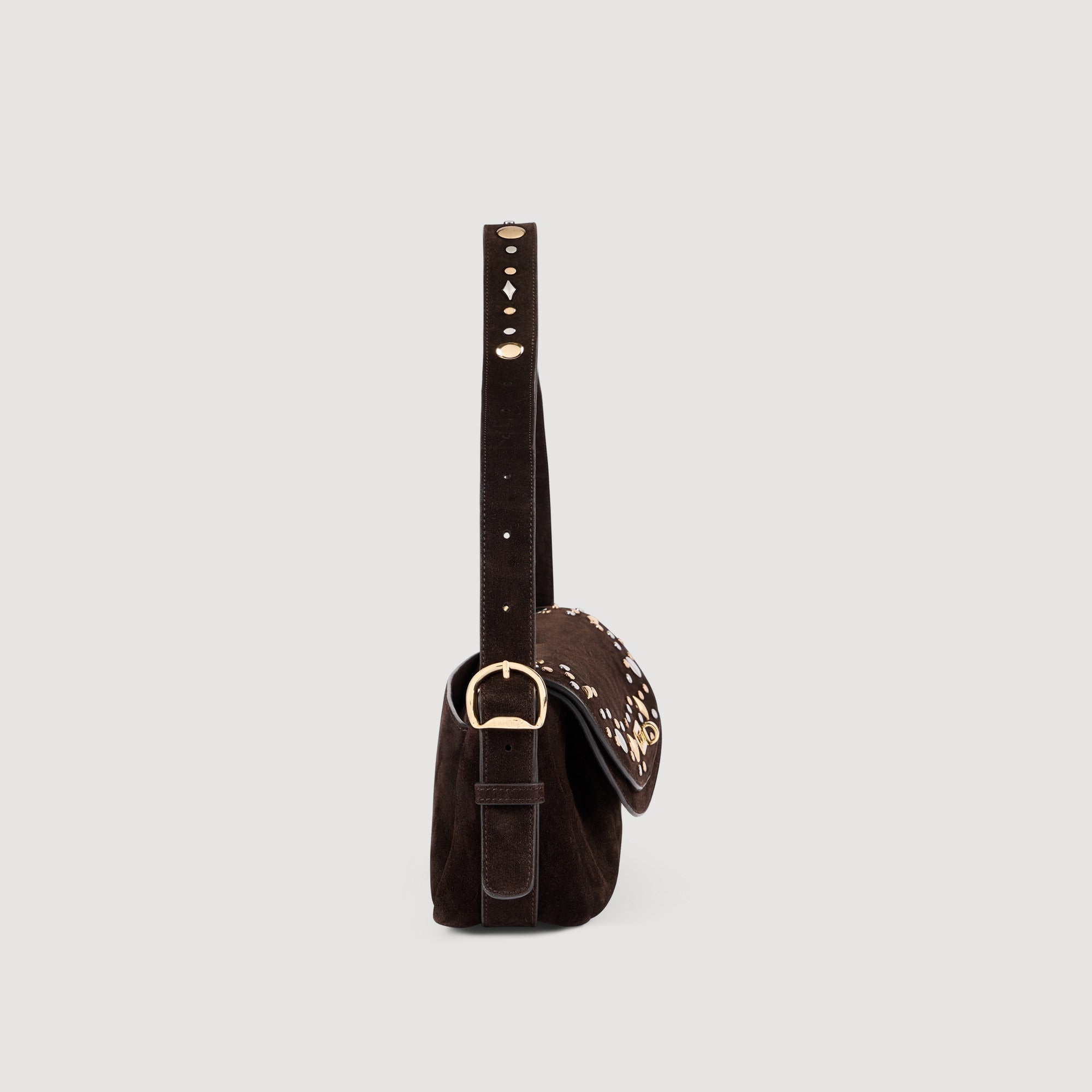 Le Mambo Janys Studded Suede Bag Black Brown