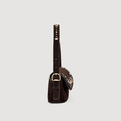 Le Mambo Janys Studded Suede Bag Black Brown