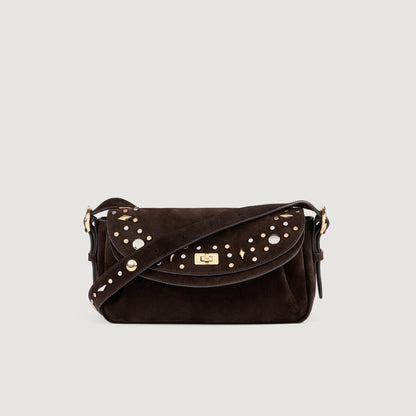 Le Mambo Janys Studded Suede Bag Black Brown