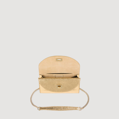Le Mambo Pocket Mambo Metallic Leather Clutch GOLD
