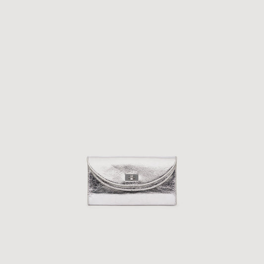 Le Mambo Pocket Mambo Leather Clutch Silver