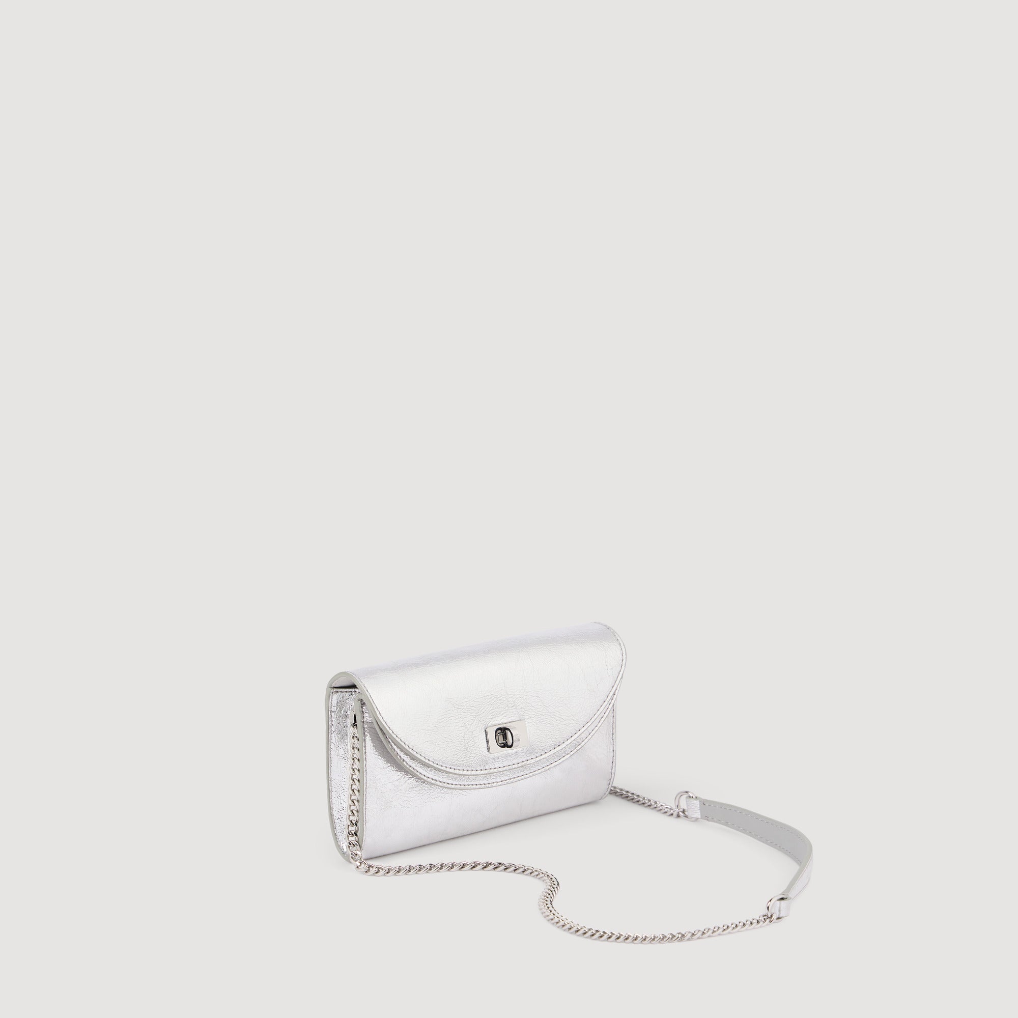 Le Mambo Pocket Mambo Leather Clutch SILVER