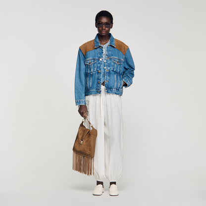 Le Claudia Bag Leather And Suede Fringe Bag Camel