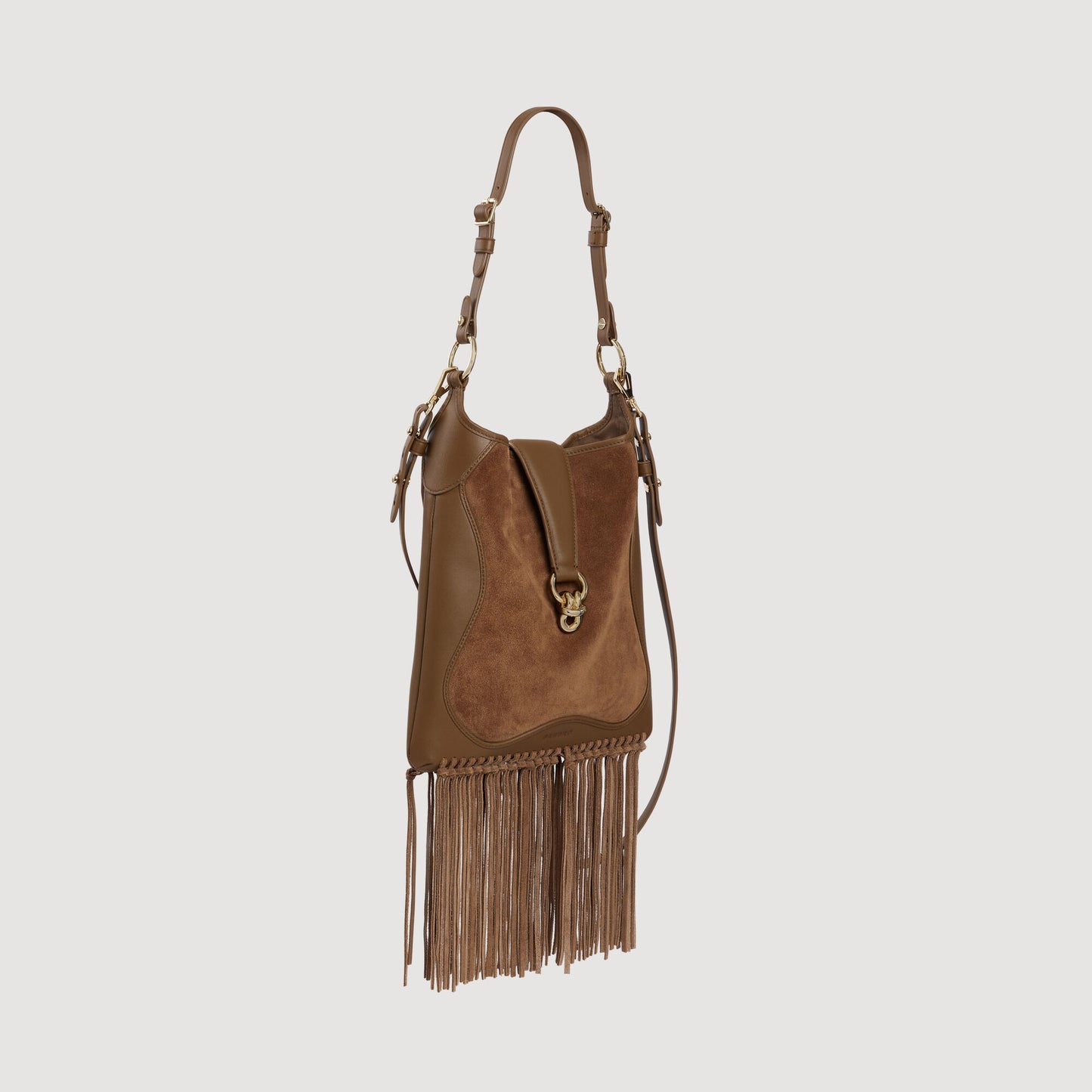Le Claudia Bag Leather And Suede Fringe Bag Camel