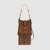 Le Claudia Bag Leather And Suede Fringe Bag Camel