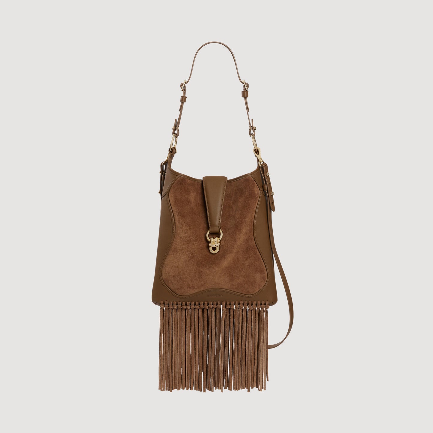 Le Claudia Bag Leather And Suede Fringe Bag Camel