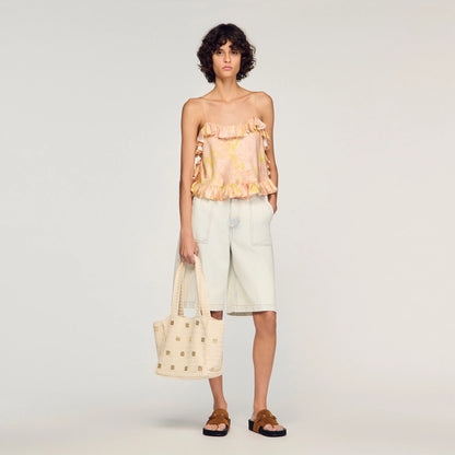 Ysee Crochet Bag With Tassels Ecru